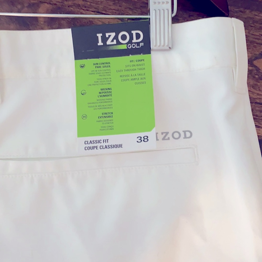 White Izod golf shorts